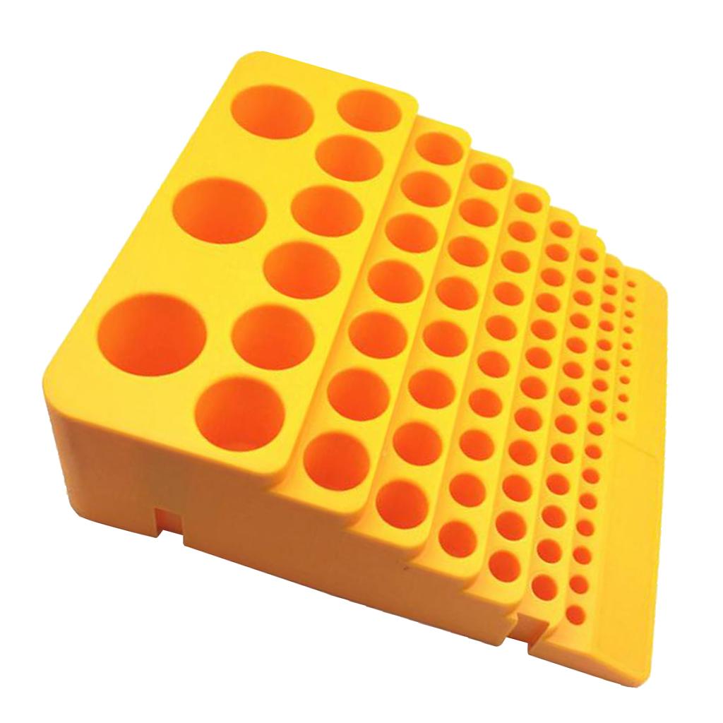 Durable Round Yellow Plastic Drill Bit Holder Rotary Tool Rack Saving Space