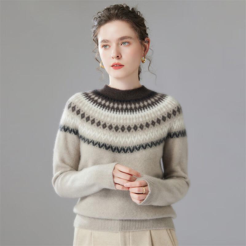 Fanzhen Damtröja i tjock kashmir med halvhög krage