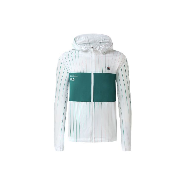 

FILA Striped Color Block Hooded Tennis Woven Jacket Men Jacket White A11M323703F-ZA