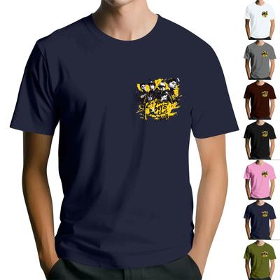 Men's Round Neck Casual Retro Printed Short-sleeved T-shirt Top