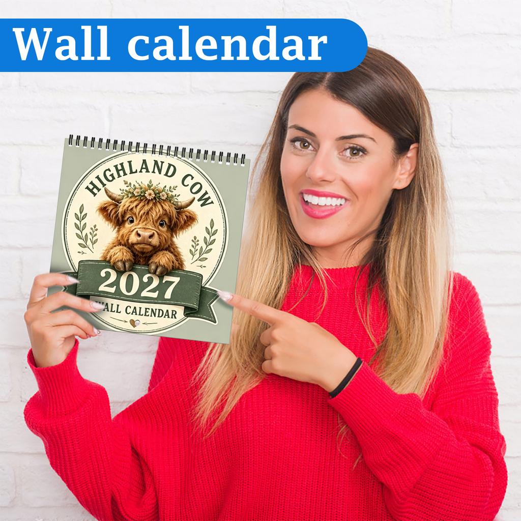 2027 Kuh Wandkalender, 12-Monats-Hängekalender für Wohnkultur