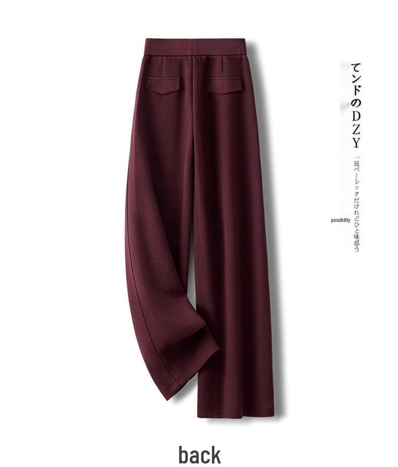 Ankola Women's Red Wool Wide-Leg Pants - New 2024 Autumn/Winter Collection