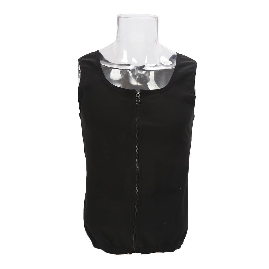 Men Sauna Vest Shaper Gym Fitness Workout Neoprene Sweat Waist Trainer Zipper Tank Top Inner Silver L/XL