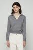 CURRENT Collared V-Neck Knit Long Sleeve [Charcoal]