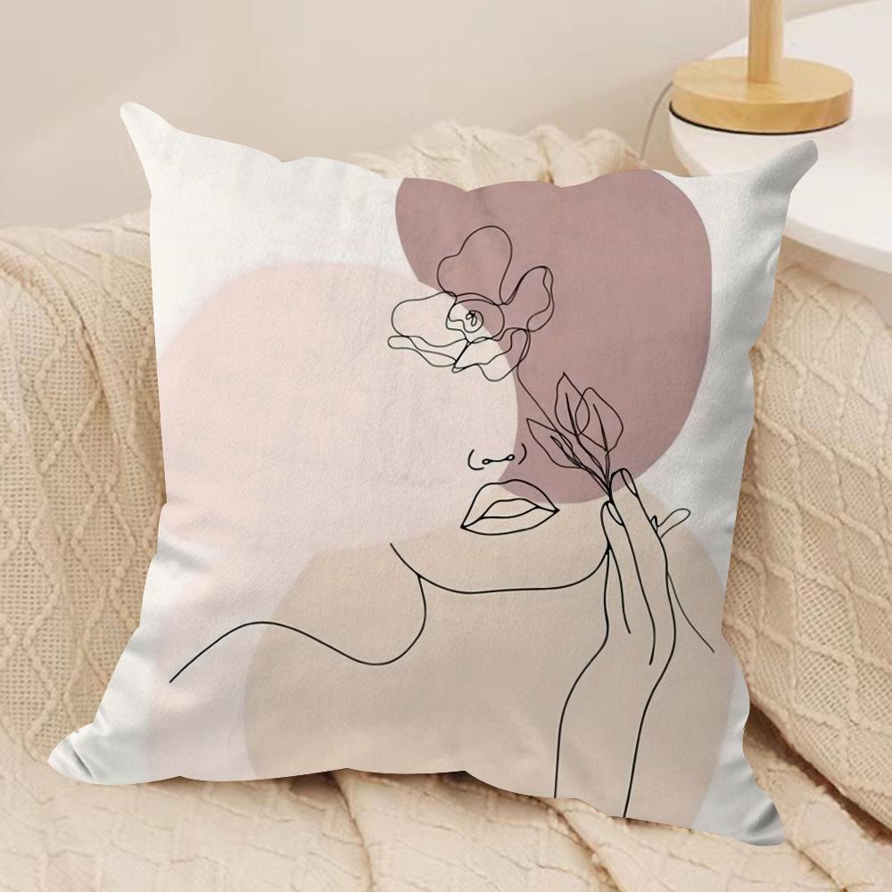 Abstract Face Collection Print Cushion Cover Soft Plush DoubleSided Printed Sofa Pillow Cushion Cover  AllSeason Decor Gift