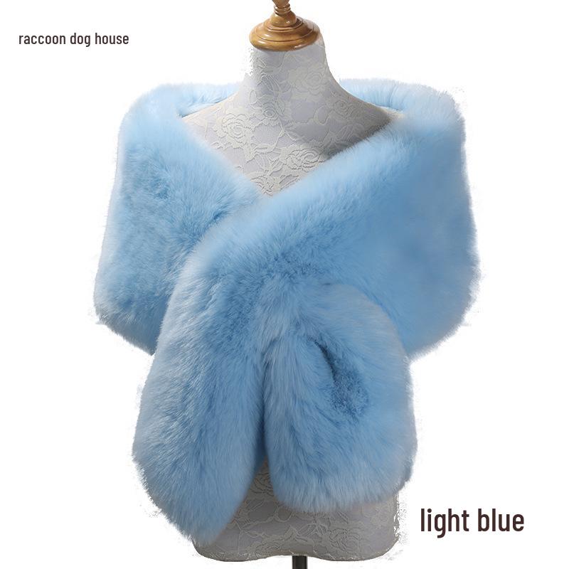 Women's Faux Fox Fur Shawl Cloak: Thick Autumn/Winter Bridal Evening Scarf and Neck Warmer