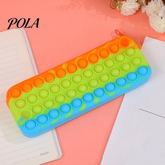Relief Pencil Case Pop Case, Large Capacity Silicone Storage Bag, with Durable Pouch Bubble Toy Decompression Stationery for Kids School Office