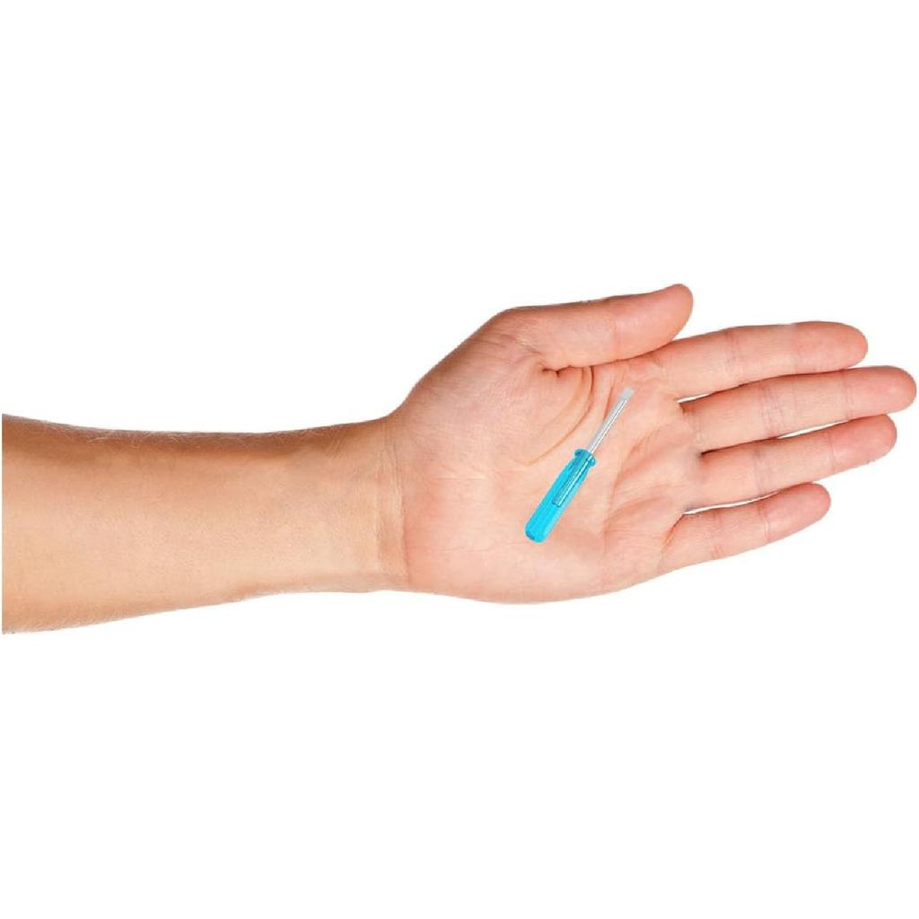 10PCS Mini Slotted Screwdriver, 3mm Flat Head for Watch Eyeglasses Electronics Toy Repair, Non-magnetic, 1.77"(45mm) Total Length (Blue Handle)