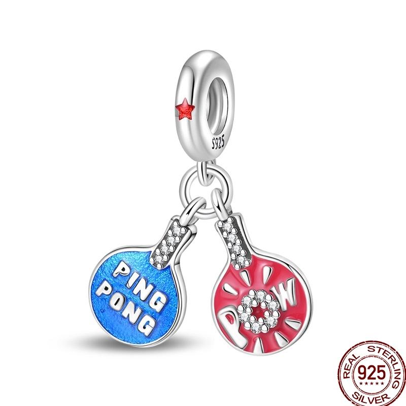 925 Silver Sports Charm Bracelet DIY For Women Ice Skates Basketball Tennis Badminton Volleyball Beads Fine Jewelry