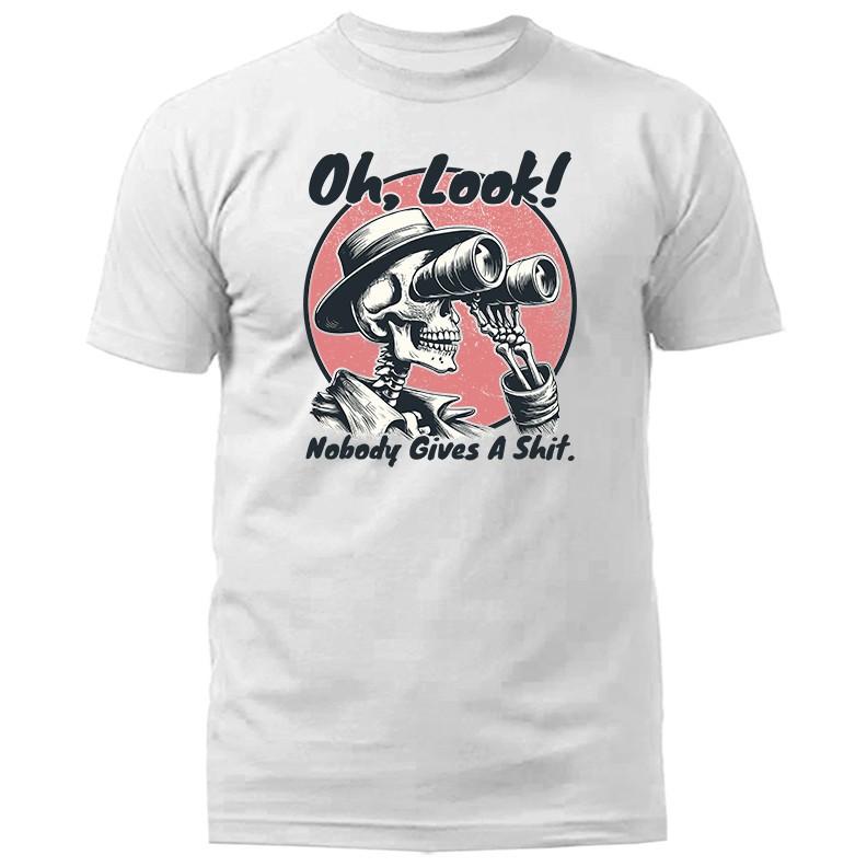 Oh Look Nobody Gives A Sh*t Skeleton Funny Sarcastic Skull T-Shirt S разноцветный