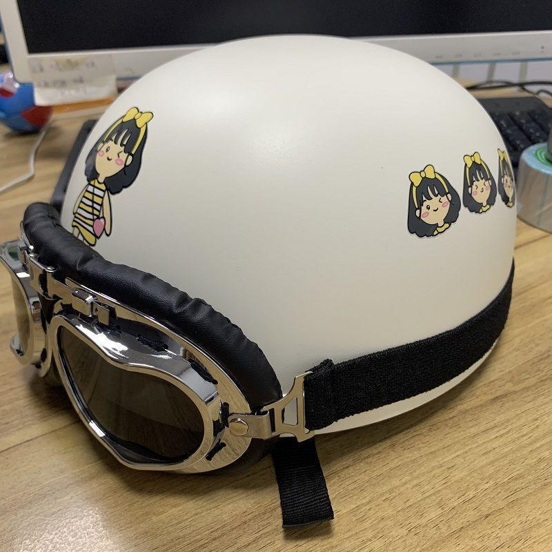 Trendy Street-Style Half Helmet with Eye Protection for Young Riders