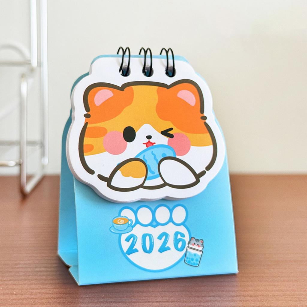 2026 Desk Calendar Cute Cat Themed Mini for Students Triangle Base Charming Wall Calendar Whimsical Illustration Student Desk Calendar