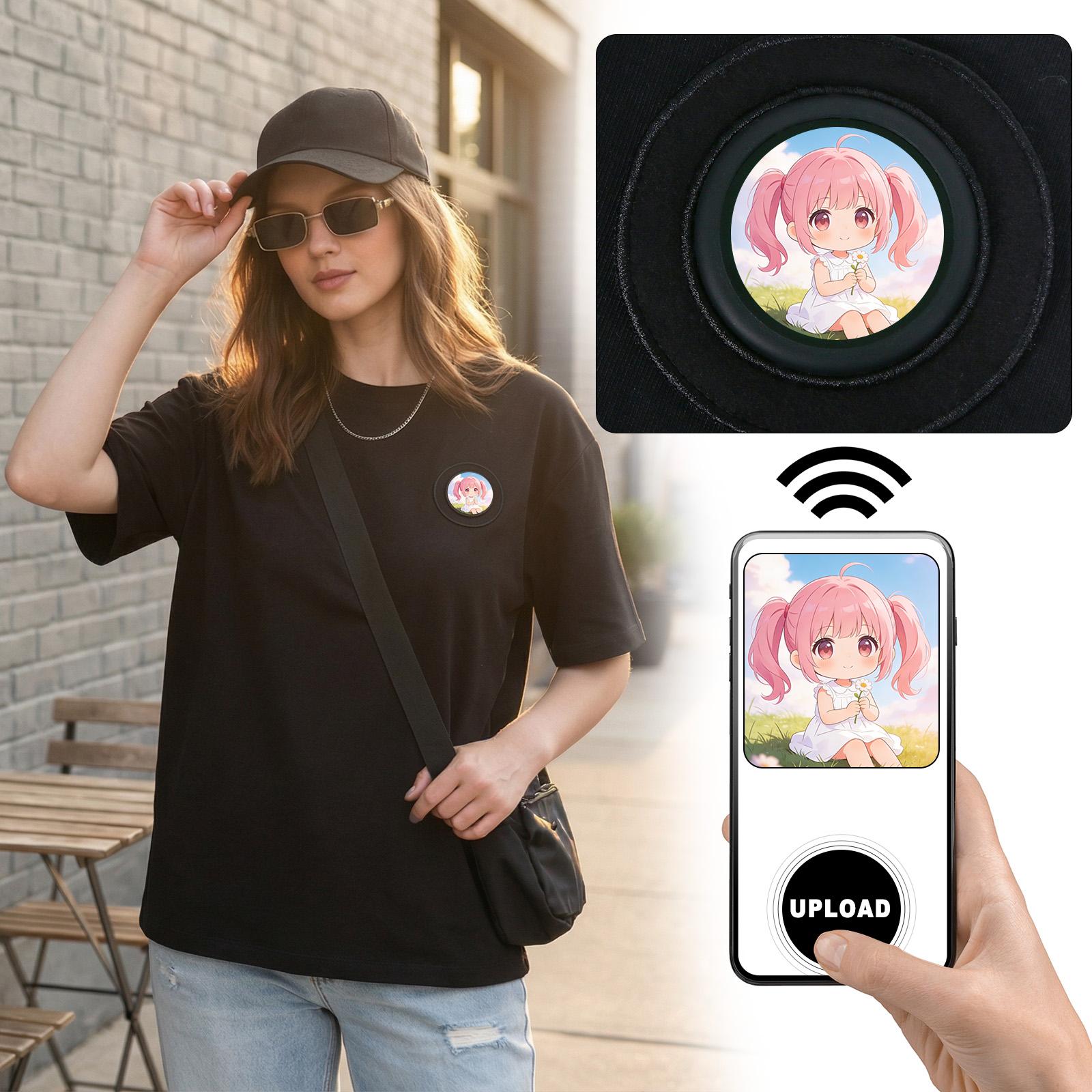 

Unisex Casual Fashion Variable Display Screen Short Sleeved T-shirt Top L чёрный