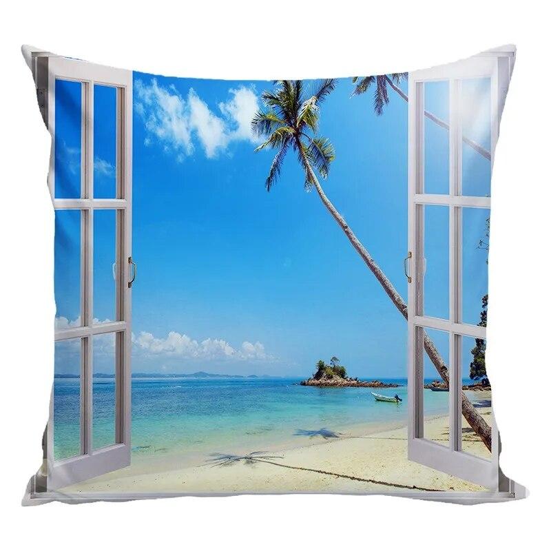 

Подушка с архитектурным пейзажем, подушка для сна, обеденный перерыв, наволочка с лесным пейзажем, татами, прикроватная квадратная наволочка 40x40cm