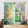 Set Of 2 Colorful Floral Plant Printed Window Curtain Living Room Bedroom Home Decor Design Privacy Protection Polyester Perfect For Area