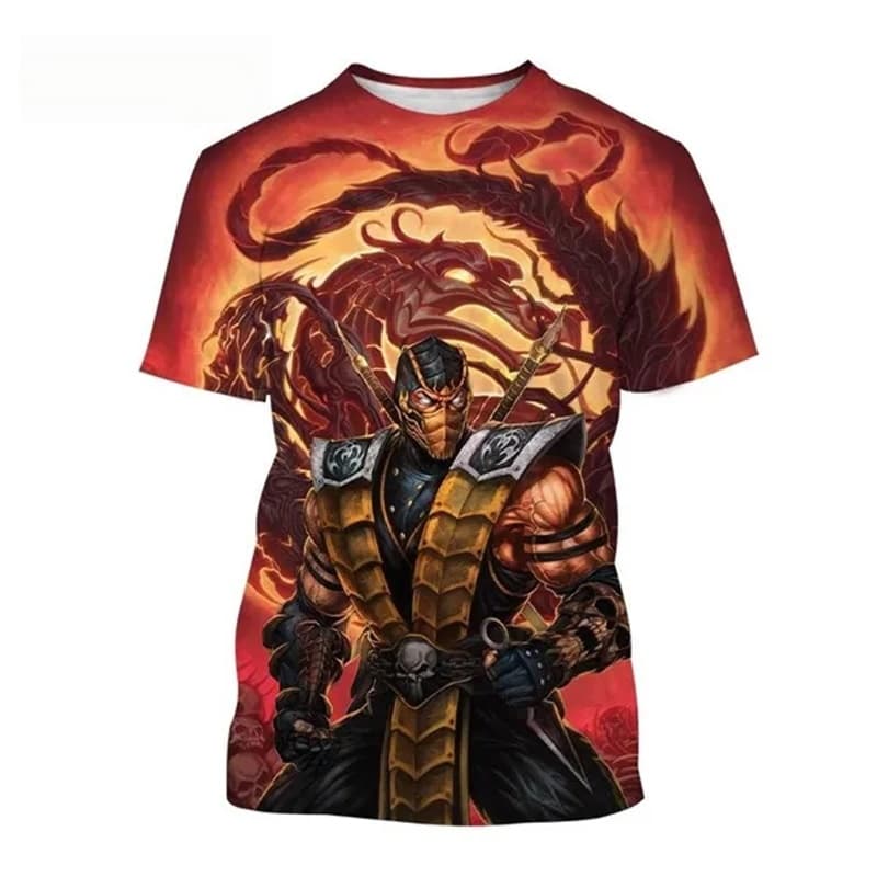 Camiseta de verano con estampado 3D del juego Mortal Kombat, superventas, manga corta, estilo callejero, informal, para hombre