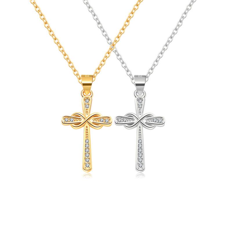 925 Sterling Silver Simple "8" Style Vintage Cross Pendant Necklace For Women Choker Chain Wedding Engagement Party Jewelry Gift