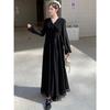 60285: Plus Size Retro Goddess Waist-Cinching Long Sleeve Dress