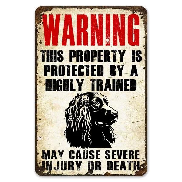 Warning This Property Is Protect By Labradoodle Dog Tin Sign Vintage Farm Decor Art Pet Lover Tin Metal Sign