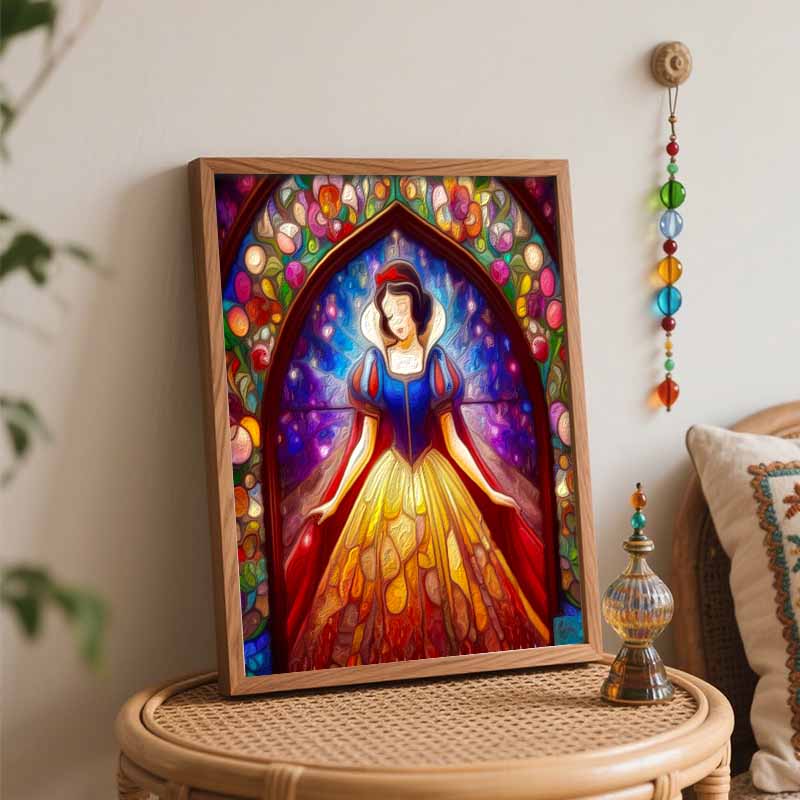 Disney Snow White Stained Glass Oil Painting Kit Home Bedroom Wall Decor Handmade Gift Art Crafts Supplies DIY Aesthetic Decor Project