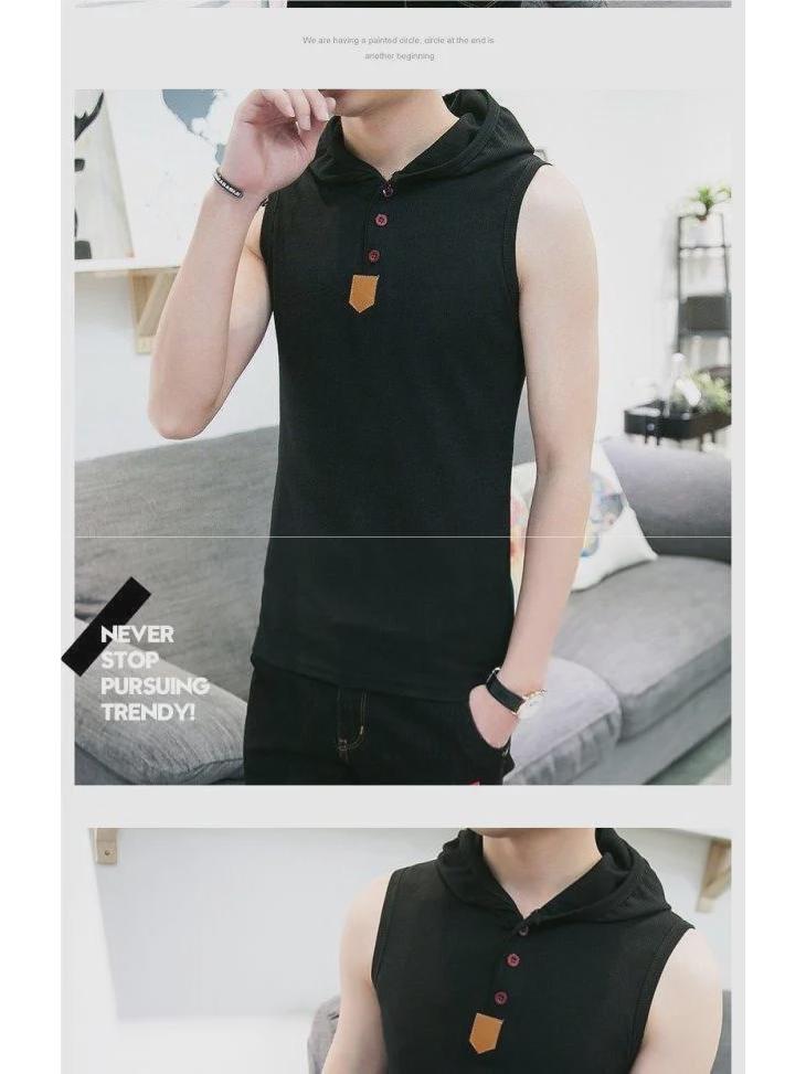 Men's Sleeveless Summer Sports Hoodie Vest