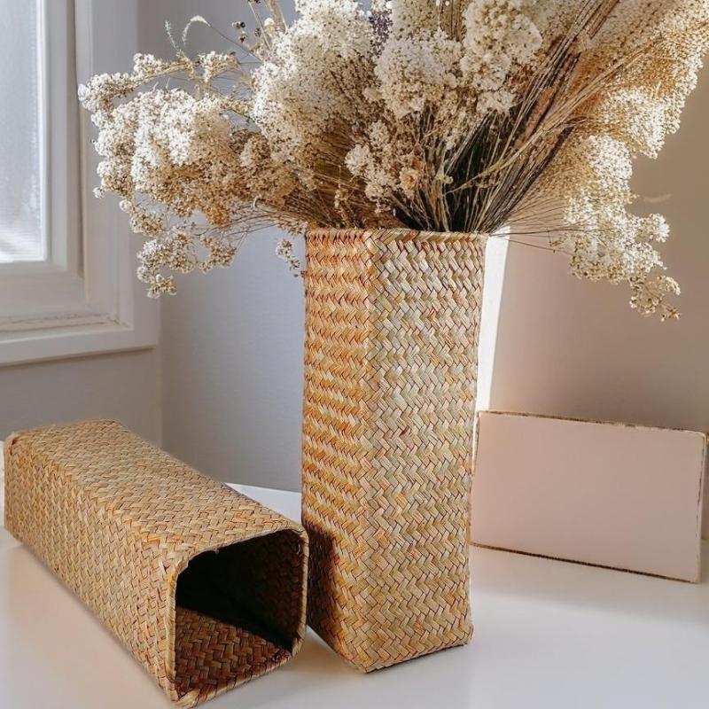 Handmade Woven Flower Vase Creative Flower Basket Weaving Room Flower Arranger Gypsophila Dried Flower Pot Home Decoration