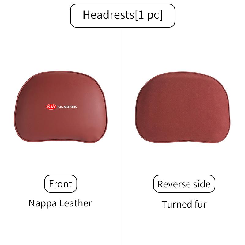 For KIA Car Leather Headrest Neck Support Seat Waist Cushion Pillow Auto Accessories Sorento Stinger Soul Spectra Niro Cadenza Nvhs30