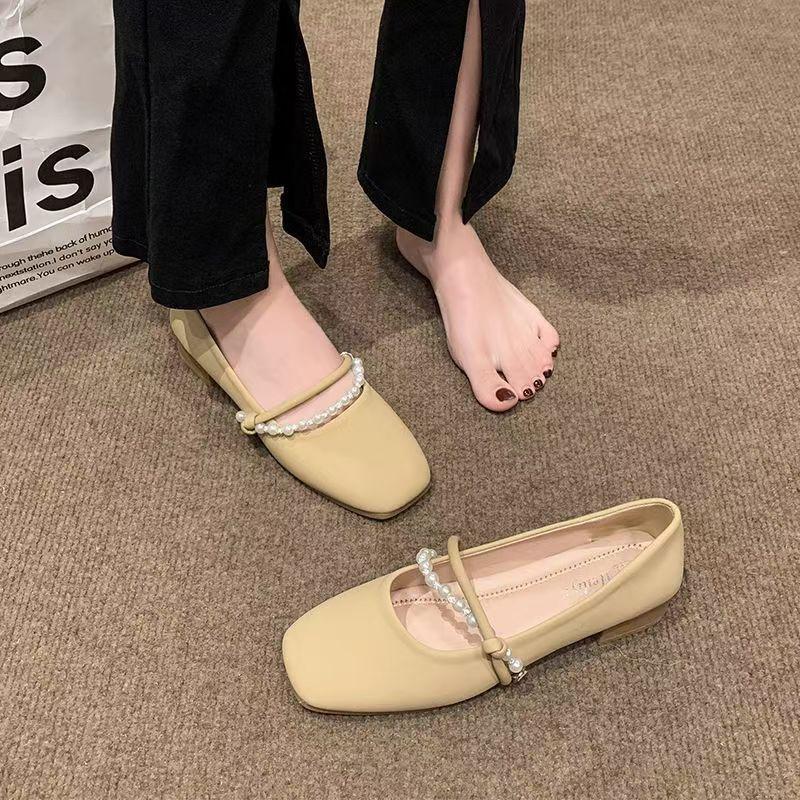 Soft-soled One-pedal Mary Jane Shoes 2025 Summer New Shallow-mouth Flat-soled French Single Shoes, Pregnant Women's Evening Breeze with Skirts