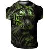 Flame Animal Pattern 3D Printing Fashion Men's Outdoor Sports Short Sleeve T-shirt Plus Size Men's Shirt Casual Personality Tren