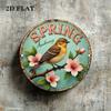 Vintage Sakura Metal Wall Art Round Sign Decor for Cafe