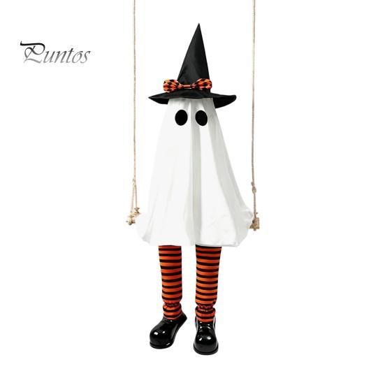 Ijesztő Tornácra Akasztható Díszek Halloween Lengő Szellem Dekoráció, Világító Nagy Lengő Fesztivál Hangulatú Kellékek Boszorkánykalap és Csíkos Lábak ehhez