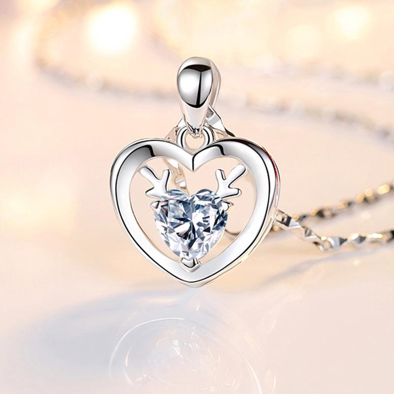 Trendy 925 Sterling Silver Deer Pendant Necklace - Perfect Christmas/Birthday Gift for Women