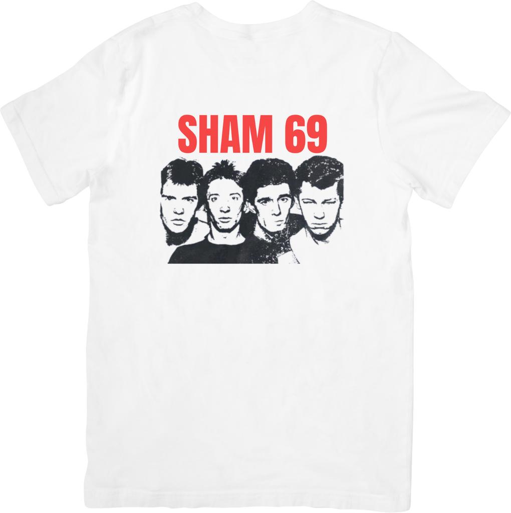 T-shirt Punk Sham 69 Vestibilità Uomo Donna Cotone di Qualità Bianca.