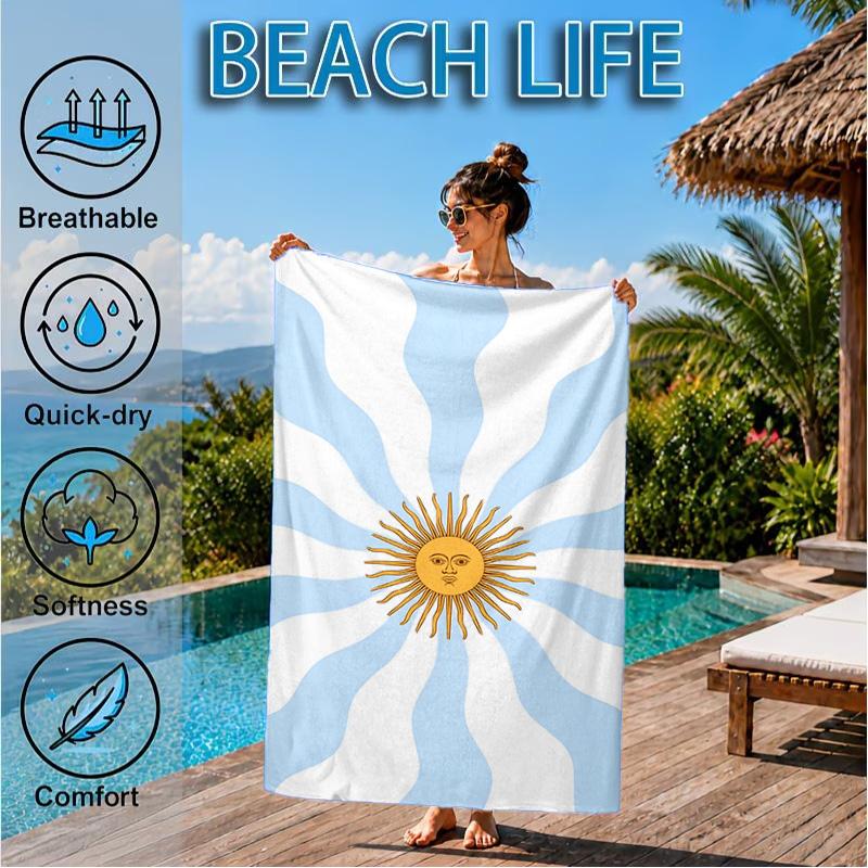 Asciugamano da Spiaggia con Design della Bandiera Argentina, Asciugatura Rapida, Facile da Curare, Adatto Sia per il Fitness che per le Vacanze al Mare, Essenziale per lo Sport