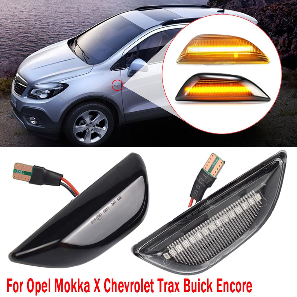 

Sequential Flashing LED Turn Signal Side Marker Light Dynamic Blinker For Opel Mokka X Chevrolet Trax Buick Encore 2013- 2Pcs Dynamic Crystal