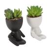 2pcs Artificial   Flower Pot Cute Innovative Human Shaped   Fake   Flower Pot for Home Desktop Decor