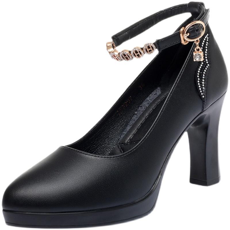 Fashion Women Grace Soft Leather Pointed Toe High Quality Spring & Summer Office High Heel Shoes Casual Sweet Comfort Party Pumps