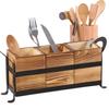 Utensil Holder For Party With Handle 3-Compartment Vintage Stylish Silverware Caddy Kitchen Cabinet Forks Spoons Holder For Cafe