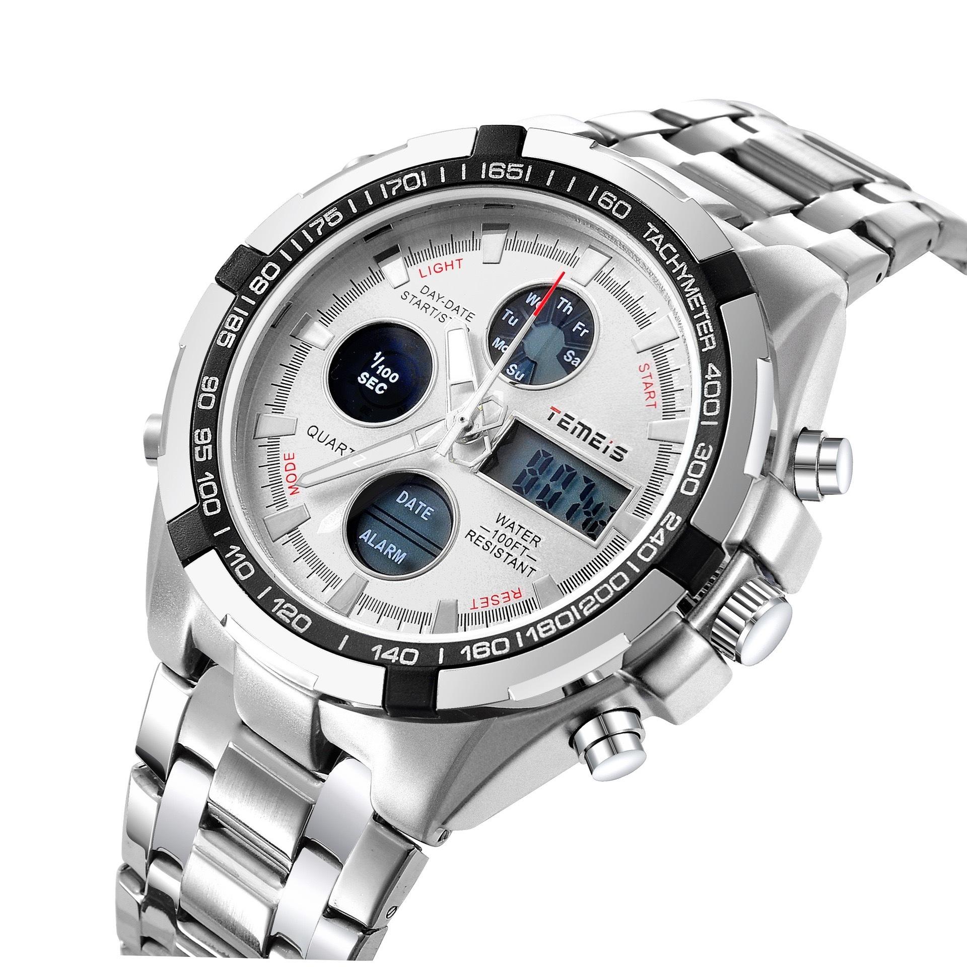 Temeis Multifunctional Double Display Luminous Men S Electronic Watch Waterproof Outdoor Mountaineering Large Dial
