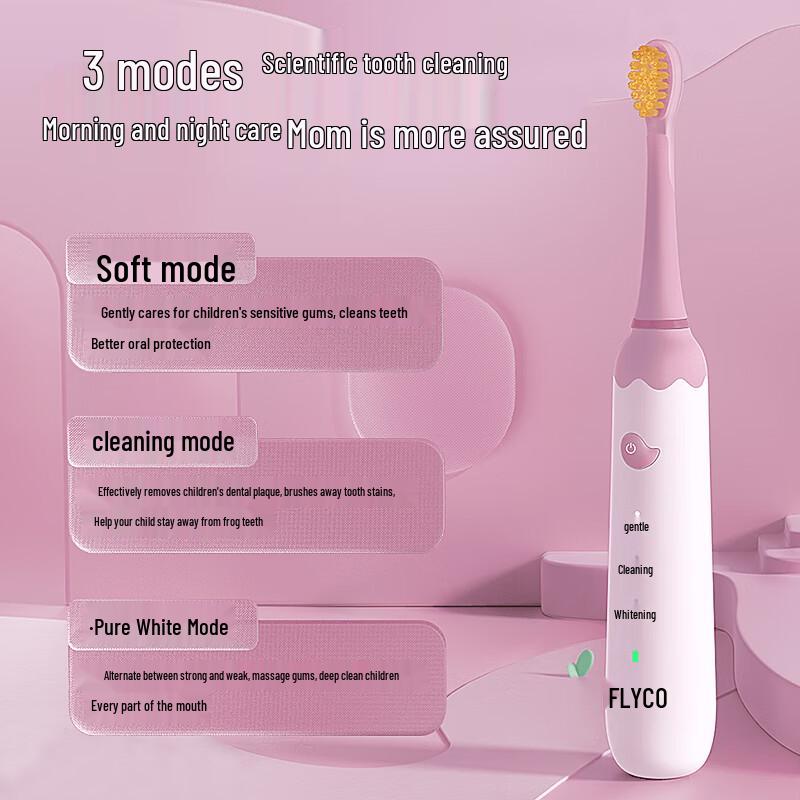FLYCO Kids Sonic Electric Toothbrush CN plug (adapter included)