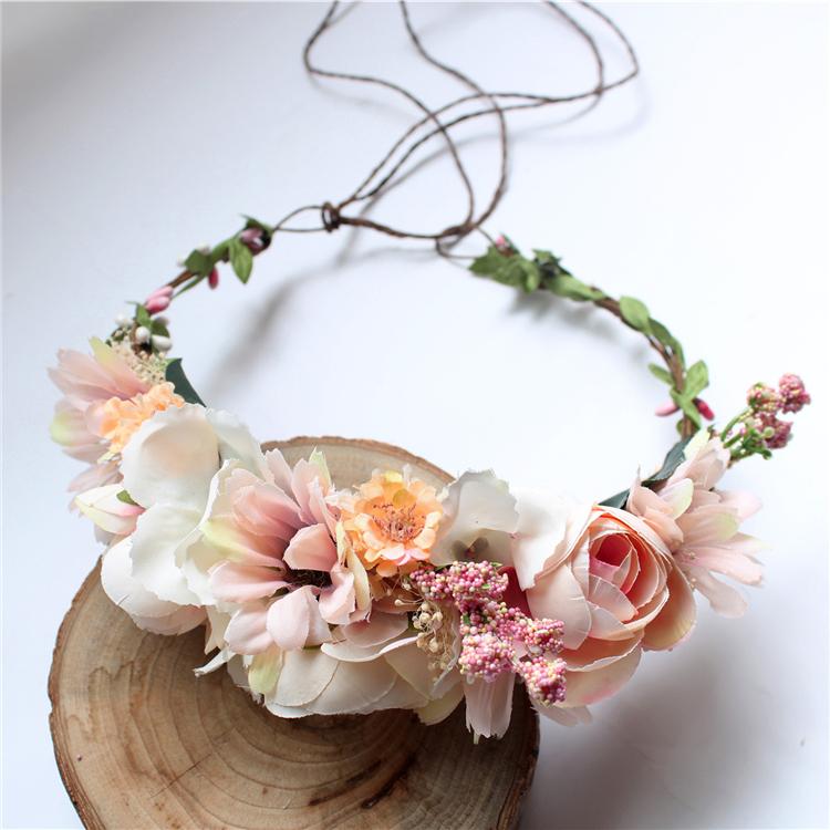 Flower Crown Boho Flower Wreath for Wedding Bridal Hair Hoop Women Ladies Leaf Vine Party Decoration