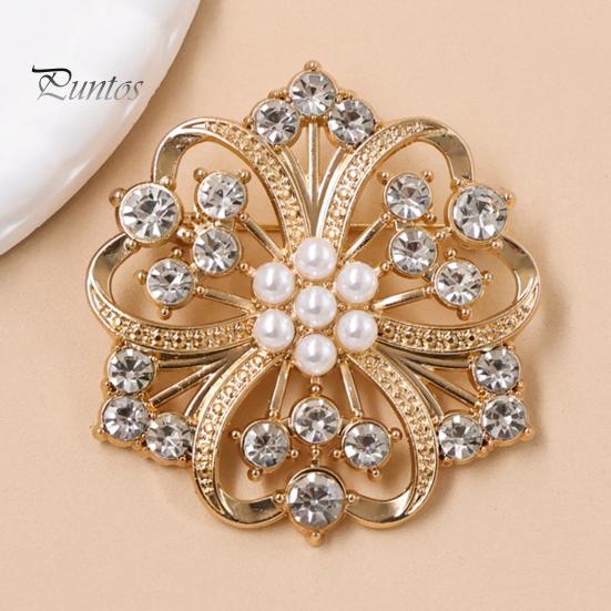 Floral Jewelry Solid Alloy Brooch, Hollow Pattern Lapel Pin with Strong Buckle Brooch Design, Electroplating Anti-Oxidation Badge for Coats