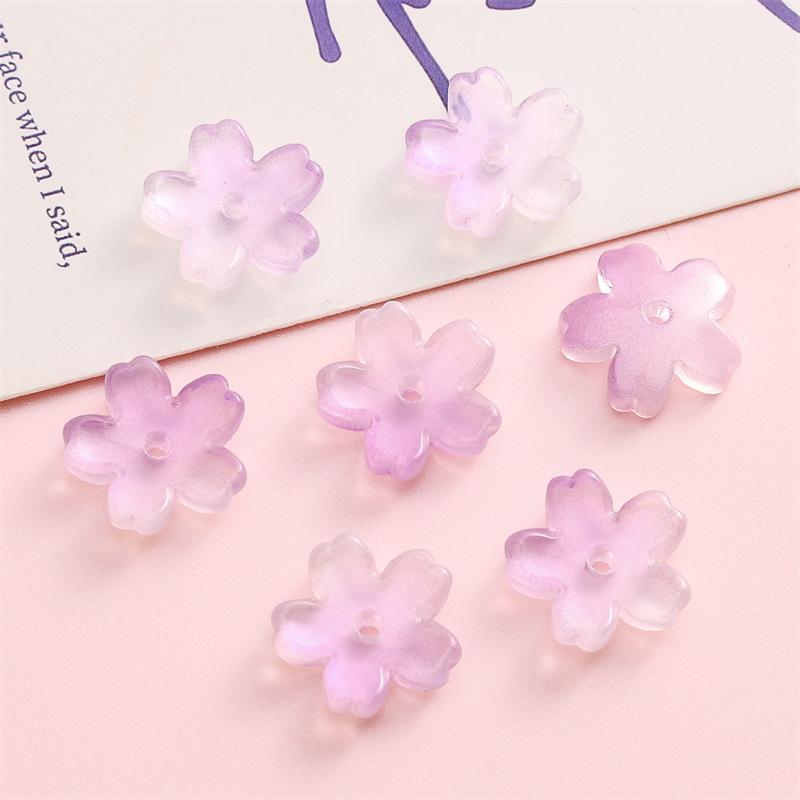 Glass Gradient Cherry Blossom Three-dimensional Accessories Beading Accessories Handmade Diy Bracelet Spacer Beads Accessories Strings Loose Beads