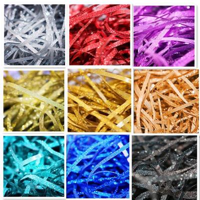 Złota i Srebrna Błyszcząca Raffia Wypełniacz do Pudełek Prezentowych: Papier pocięty na śluby i pudełka na słodycze