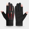Men's Winter Touchscreen Cycling Gloves - Non-Slip, Velvet-Lined, Two-Finger Design for Driving, Motorcycle Riding, and Fishing.