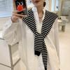 New style women's striped shoulder small shawl spring and autumn with versatile decorative false collar vest