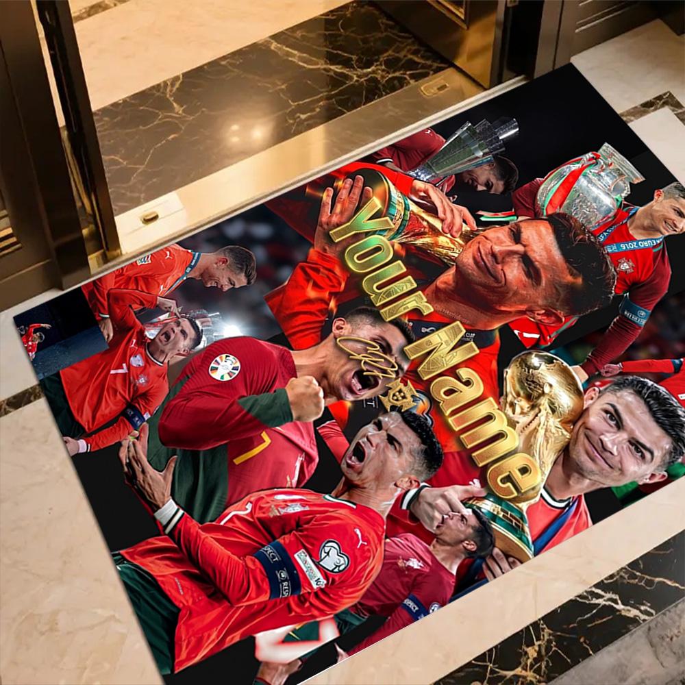 Cristiano Ronaldo (32) Customizable Name Floor Mat Suitable for Game Room Study room Hallway Decorate room Antislip Carpet Decorate Offices