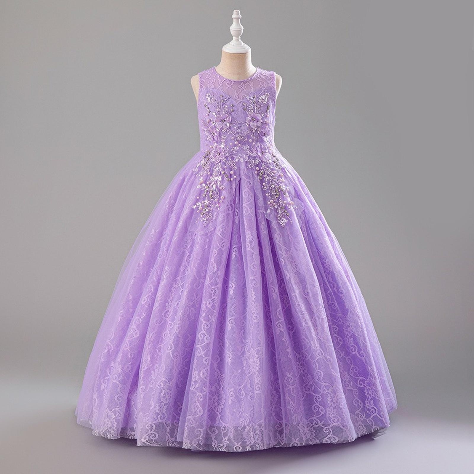 

Платье принцессы для девочек для выступления 130 светло-фиолетовый