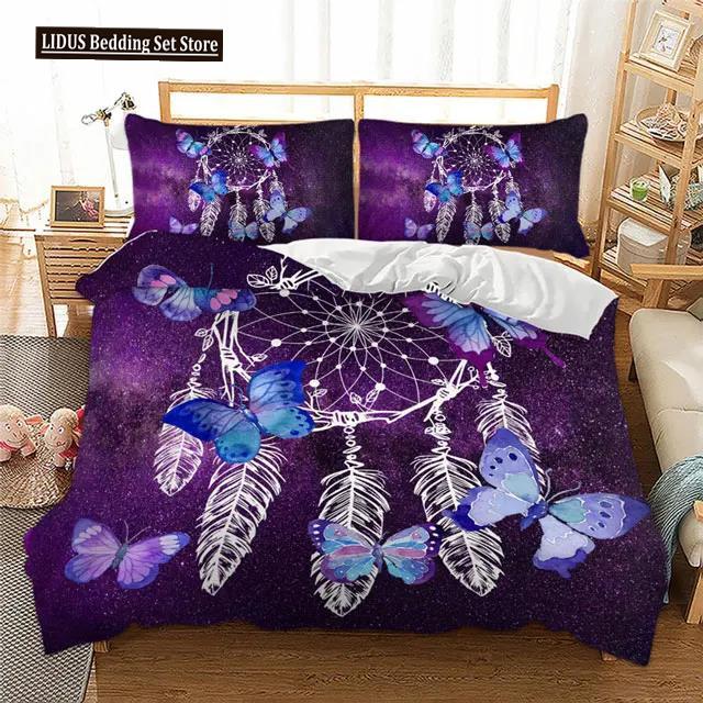 Dreamcatcher Duvet Cover Set Galaxy Quilt Cover Bohemian Mandala Bedclothes 3-Piece Color Nebula Soft Bedding Home Textiles