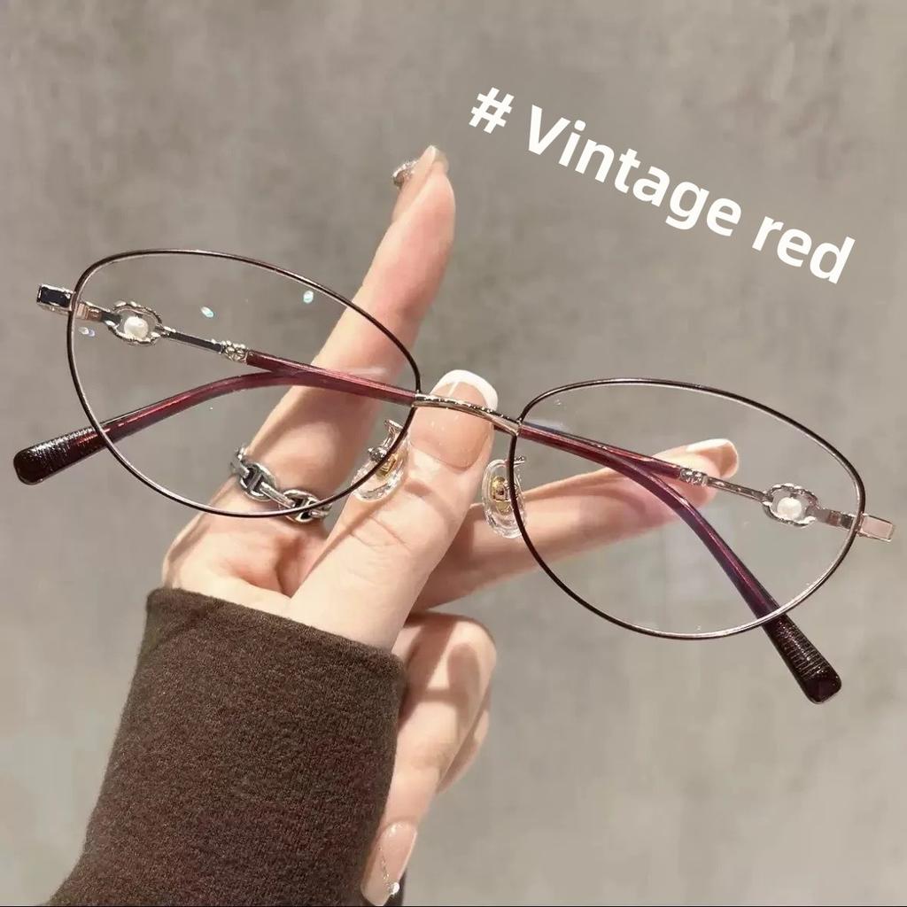 Blaulichtfilter Brille Ultraleichte Metallbrille Damen Katzenauge Vintage Perlmutt Flachlicht Brillenrahmen für Damen